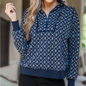 Umgee Navy Geometric Print Sweater